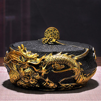 Creative ashtray with lid large home living room fashion personality trend office Chinese retro decoration ornaments