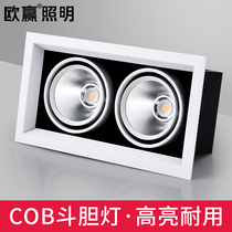 Bold light cob double head spotlight led recessed rectangular downlight grille ceiling 20 × 10 bean gall light head