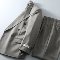  Pure wool retro 80s suit suit two-piece mens double-breasted loose suit trousers jacket 226