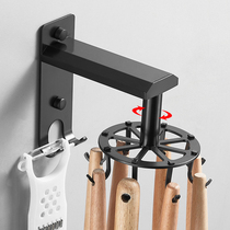 Hole-free kitchen rotary hook shelf Retractable wall-mounted spatula spoon Kitchenware storage artifact
