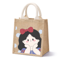 Graffiti hemp cloth bag Cloth Bag students cute with rice meal kits Cotton Hemp Days Style Cartoon Lunch Box Bags Handbag bags