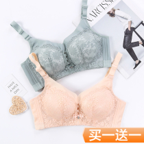 Lingerie ladies without steel ring thin collection small chest upper support bra collection anti-sagging adjustment bra set
