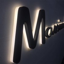 Customized door sign resin mini luminous characters stainless steel back luminous characters customized advertising word logo background wall
