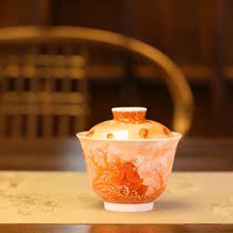 Yu Yin kiln alum red as fish in water carp two Cai Bowl (Hua Yixuan)