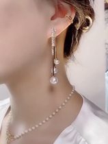 Korean pearl earrings temperament Net red female tassel silver needle advanced sense simple personality earrings 2021 New Tide