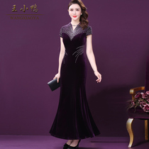 King Duckling Banquet Mom Evening Gown Lady Spring Dress New Handmade Bead Embroidered Daughter Foreign Air Big Code Skirt Flutter