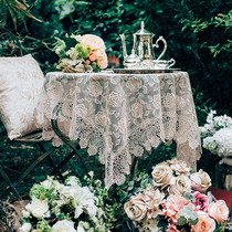 Pastoral tablecloth round cloth ins Wind coffee table tablecloth translucent girl bedside table cloth net red lace small scarf