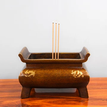 紫檀 四方 香炉 唐木(K-XA865) A tin box and cover Zhong Xin