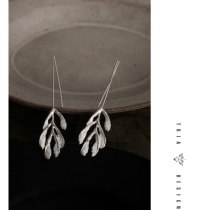 TRIA DESIGN maple leaf earrings S990 sandblasted white niche designer modified face earrings custom