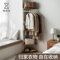 Lazy corner coat rack Wooden floor-to-ceiling bedroom corner triangle simple hanger multifunctional shelf 64827