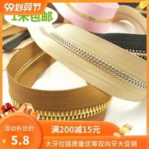 Leather bag zipper size 3 5 metal platinum gold durable copper zipper free cut zipper DIY leather zipper