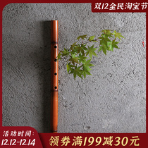 Japanese bamboo flute flower insert wall-mounted antique Chinese flower creative bamboo tube flower into flower stand home wall decoration
