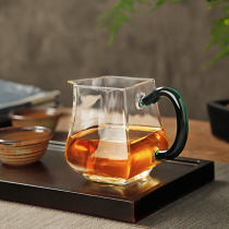 Heat-resistant glass Road Cup with hand handle Japanese colored glass uniform cup tea leak tea set thick transparent tea set