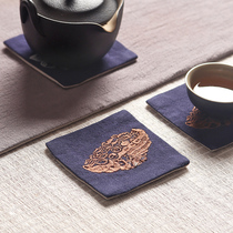 Embroidered cotton linen coaster fabric insulation table tea mat tea tray Chinese style tea table tea ceremony kung fu accessories