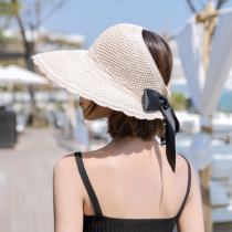 Summer Rafi grass hat womens travel vacation empty top sun hat Bow big cornice beach big brim sun hat