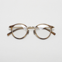 Japan light luxury niche high-grade handmade glasses frame gold titanium retro round myopia literary female couple