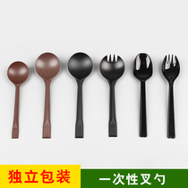 Disposable fruit fork individually wrapped plastic transparent commercial high-grade creative cake dessert four-tooth fork spoon