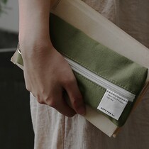 Large capacity solid color cotton simple student female male pen bag Japanese Basic Net red pen bag ins retro style literature and art