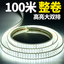 led light strip whole roll 100 m home living room ceiling outdoor waterproof engineering lighting decoration white light warm light strip strip