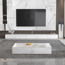 Italian rock board floor cabinet Ultra-long TV cabinet Coffee table combination Light luxury modern minimalist living room minimalist TV cabinet