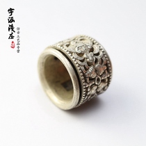 Retro silver silver silver plated wrench ring ring double layer rotable silver antique collection of old silver jewelry