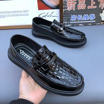 New Patent Skin Doudou Men's Shoes Korean Casual Feet British Business Shoes European Station Driving Soft-soled Shoes Fall Winter