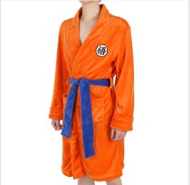 Spring and Autumn Winter Bathrobe Cartoon COS Dragon Ball Wukong Bathrobe Nightgown Flannel Couple Home Clothing