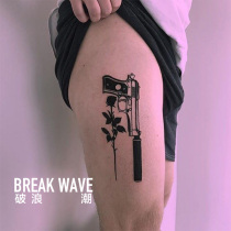 Break the wave original tattoo stickers gun flower rose ins pistol net red dark flower legs flower arms Nano non-reflective