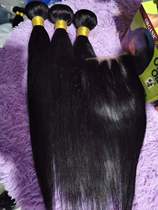 8A Peruvian straight human hair 3bundles 100g with closure