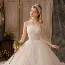 Light wedding dress 2021 New temperament trapling small bride main gauze simple atmosphere high end dress tailing luxury
