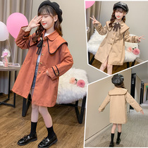 Girls windbreaker Childrens Childrens Clothing Girls 2021 Spring and Autumn New Medium Long Style Autumn Clothes Korean Jacket