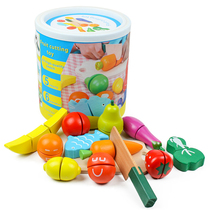 Childrens cutting vegetables and fruits cutting music wooden simulation set for boys and girls house baby early education educational toys