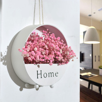 Small fresh living room bedroom wall flour color starry dried flower wall decoration Hanging wall decoration floral flower basket decoration