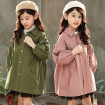 Korean girls autumn coat childrens spring new long fashionable windbreaker