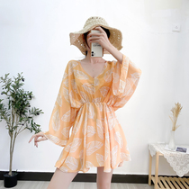 Swimsuit 2021 new fashion womens summer fairy seaside small chest conservative split large size fat mm cover belly thin