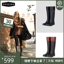 UNICARE High Cylinder Rain Shoes Woman Long Barrel Rain Boots Adults Outdoor Light Waterproof Anti Slip Water Shoes Glue Shoes