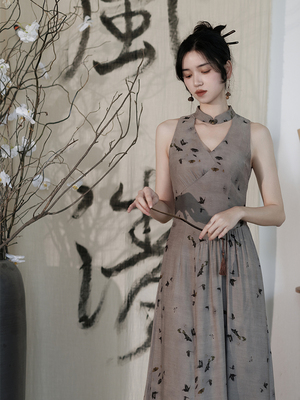 taobao agent Retro fitted summer dress, floral print