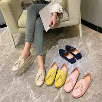 Doug shoes womens 2021 summer new leather soft leather soft bottom non-slip pregnant woman a pedal lazy shoes two wear womens single shoes