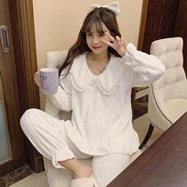 Princess wind pajamas female autumn coral velvet heating package Korean flannel winter girl home suit