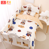 Crib bed circumference soft bag block cloth splicing bed baby children anti-collision bed kit Four Seasons cotton breathable customization