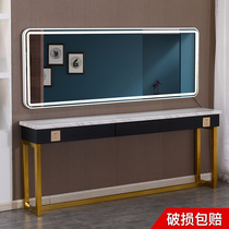  Barber shop mirror table Hair salon special hot dyeing table Stainless steel single-sided floor-to-ceiling mirror hair salon hair cutting mirror table