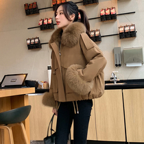 Toilwear Pike cotton-padded womens winter 2021 new explosive cotton-padded jacket with velvet cuffs wool coat