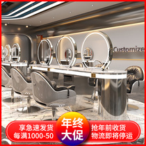 New barber shop mirror table hair cutting mirror dyeing hot area ironing table mirror cabinet integrated hair salon special hairdressing shop mirror