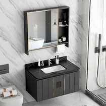 Space aluminum alloy bathroom cabinet toilet washbasin combination rock board integrated wash basin smart mirror cabinet wash table