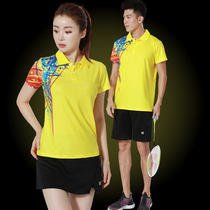 Badminton womens sportswear mens short-sleeved lapel couple quick-drying jersey table tennis training suit team suit