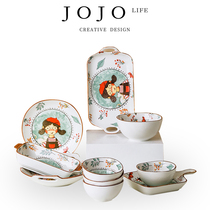 J0JO · fairytale tableware set dishes cute girl housewarming Japanese ceramic dishes Home combination