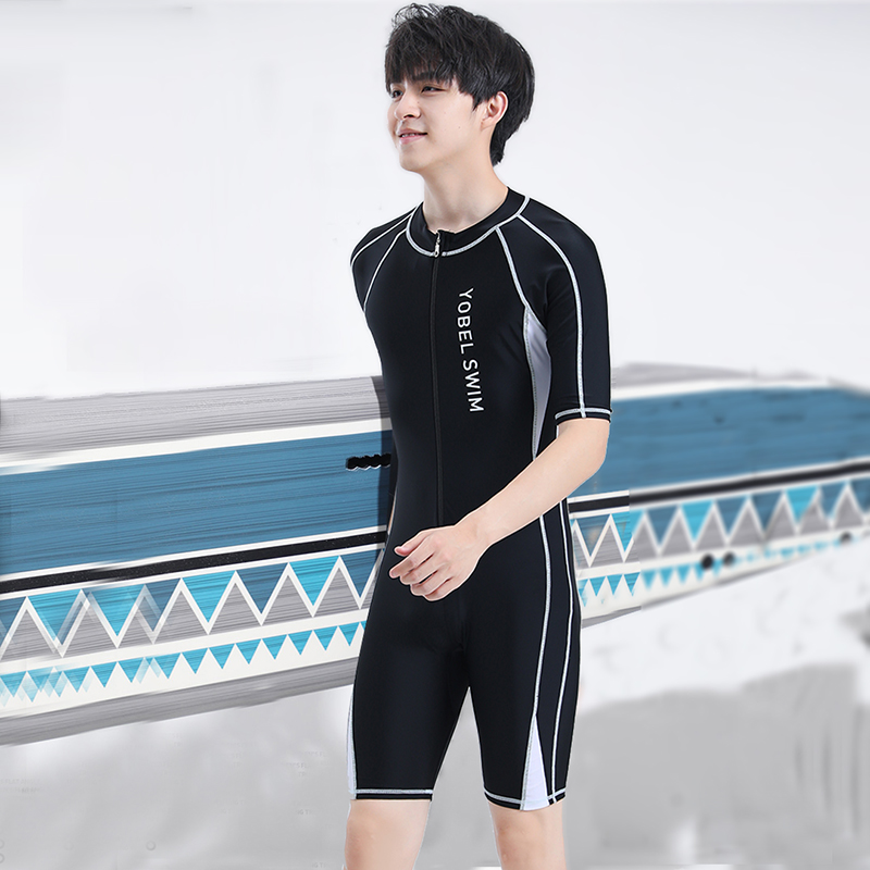 男泳衣套装青少年夏季2023年新款大码防晒大童胖初中生连体游泳衣