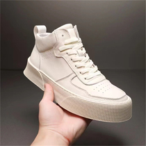 European station mens shoes 2021 Winter high-top shoes mens leather plus velvet casual shoes trend Korean version of Joker thick-soled shoes