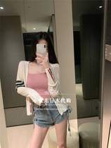 Thom Browne Japan 21 spring and summer new TB white thin cardigan four-bar slim-fit sweater