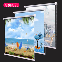 Roll blinds non-perforated living room kitchen blackout sunshade home bedroom Bath bathroom waterproof hand pull lift curtain